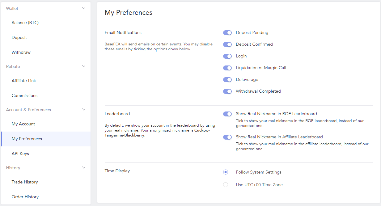 BaseFEX Preferences